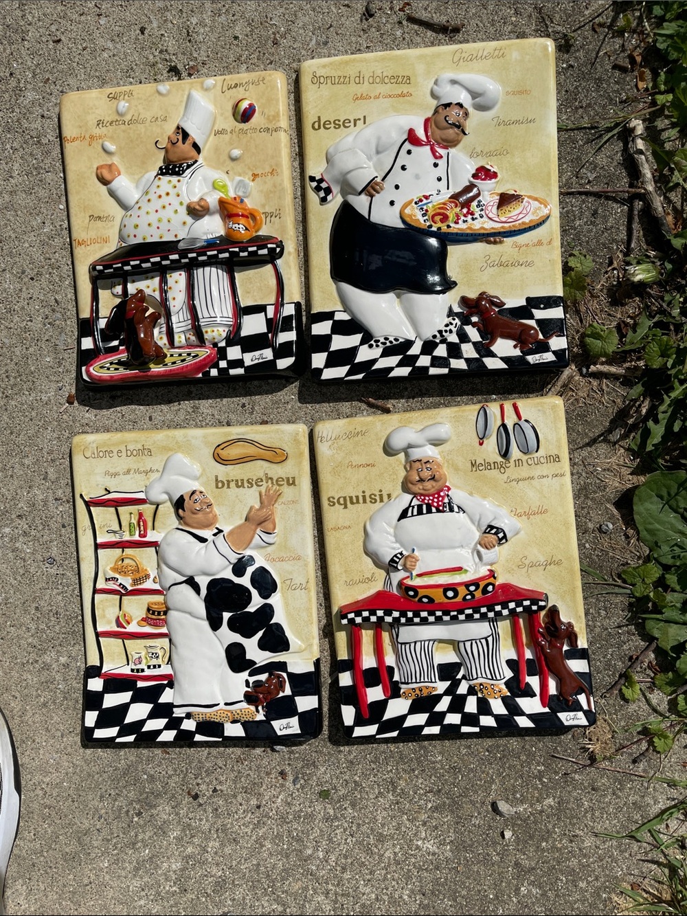 Ceramic Chef Wall Plaque Set - Colorful Multi (4-Pack)